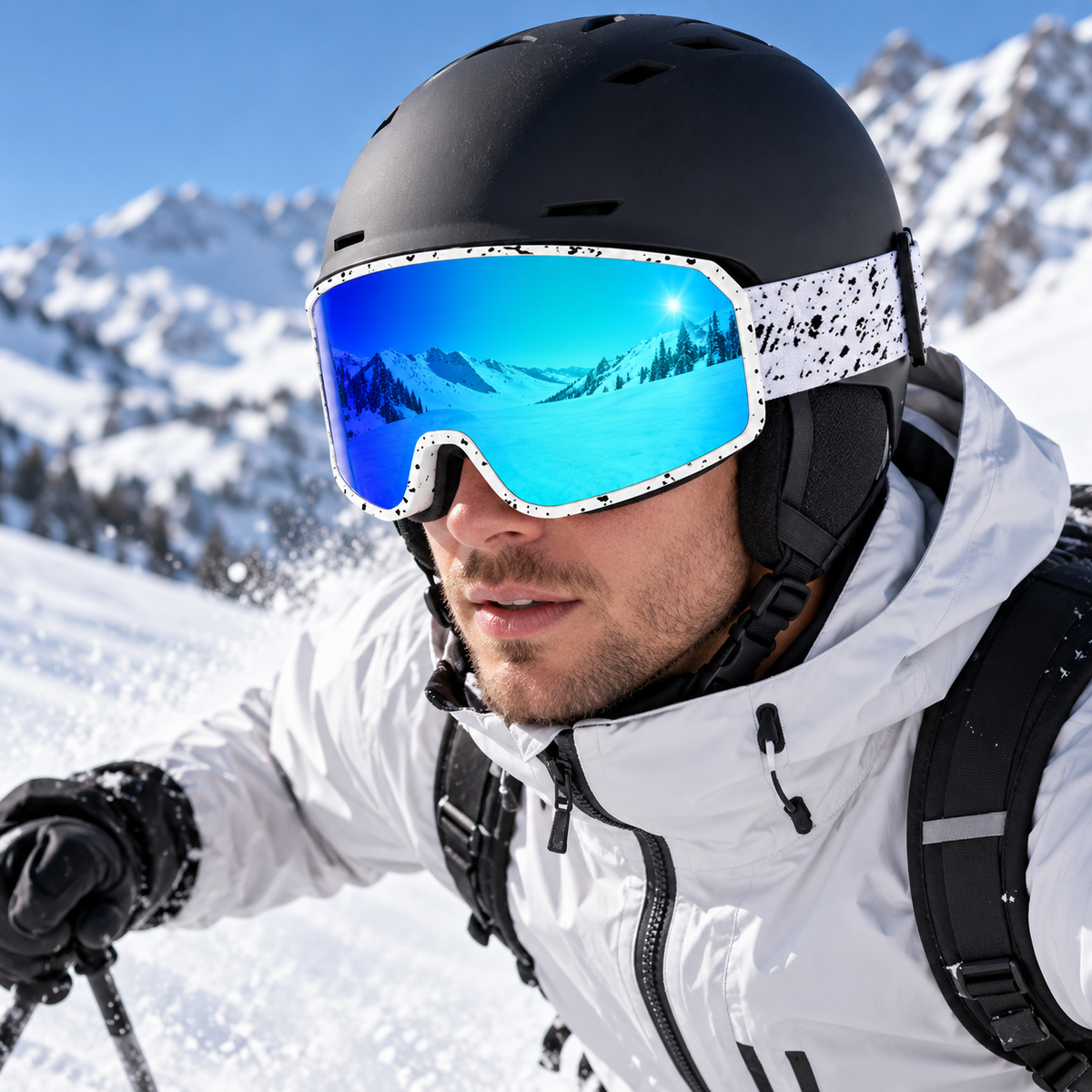 HX-022 - Blanc moucheté et bleu - Outpolar